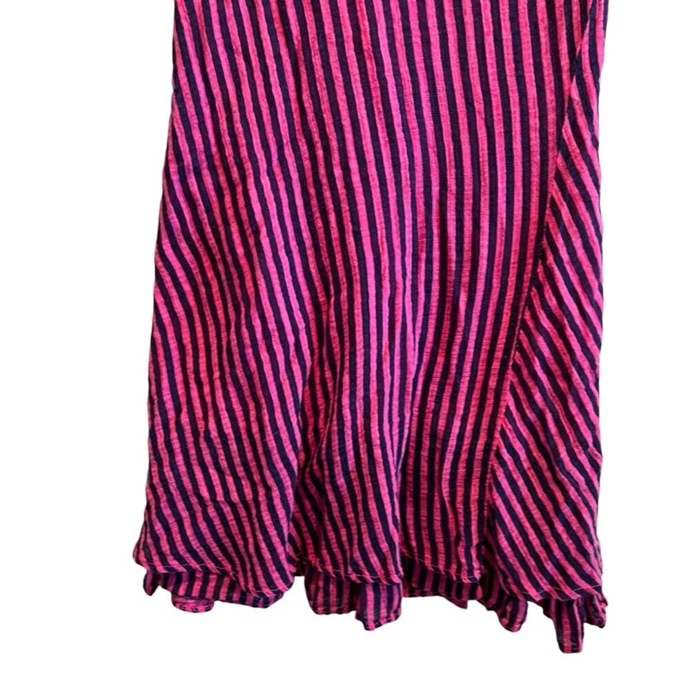 Angela Mara XSmall Womens Lagenlook Dress Artsy Striped Pink Navy - Picture 4 of 9